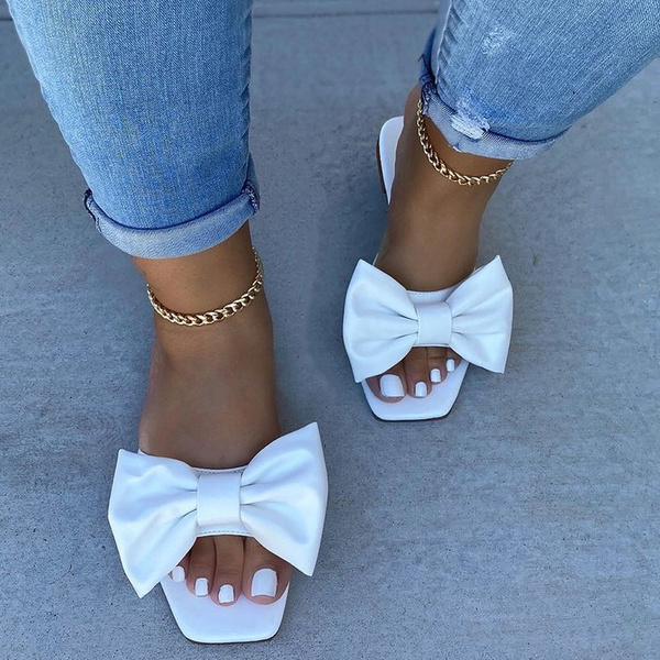 Summer Beach Slippers Fashion Women Big Bow Kont Home Causal Slides Female Square Toe Soft Pu Leather Flat Wish - How To Decorate Sandals At Home Summer Beach Slippers Fashion Women Big Bow Kont Home Causal Slides Female Square Toe Soft Pu Leather Flat Wish - How To Decorate Sandals At Home