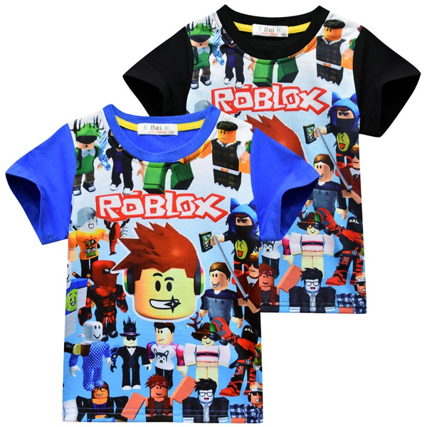 3d Roblox Printed Children Kids Summer Short Sleeve T Shirt Boys Girls Casual Cool Cartoon Tee Top Blouse 2 Color For 5 12 Years Old Wish - roblox t shirt cool