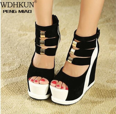 wedge, Sandals, Genuine, Womens Shoes
