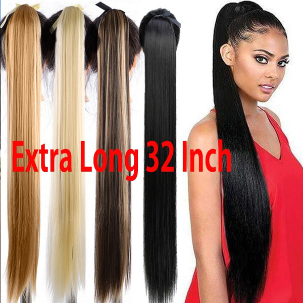 85cm 32Inch Super Long Silky Straight Clip In Ponytail Extensions Synthetic  Hairpiece | Wish