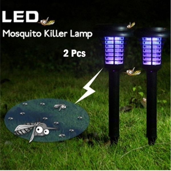 1 2ppcs Led Solar Mosquito Lamp, Mosquito Repellent Garden Lights