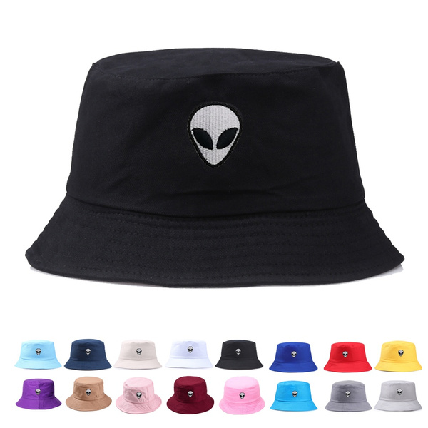 CAR-TOBBY Black White Solid Alien Bucket Hat Unisex Caps Hip Hop Men women Summer Panama Cap Beach Sun Fishing Hat