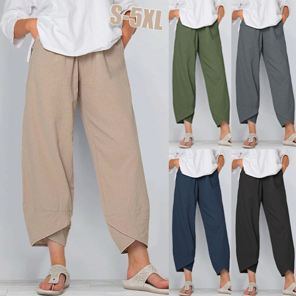 elasticated waist cotton ladies trousers