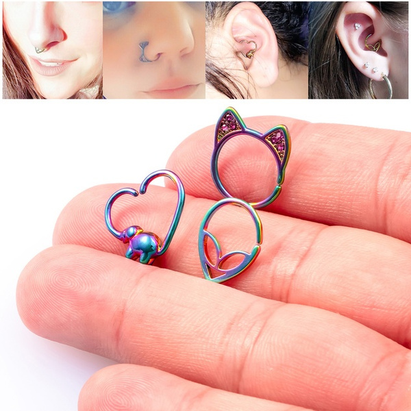 1PC Brass Minimalist Septum Rings hoop Aliens Cat Elephant Ear Daith  Cartilage Tragus Septum Piercings body jewelry gifts 18G | Wish