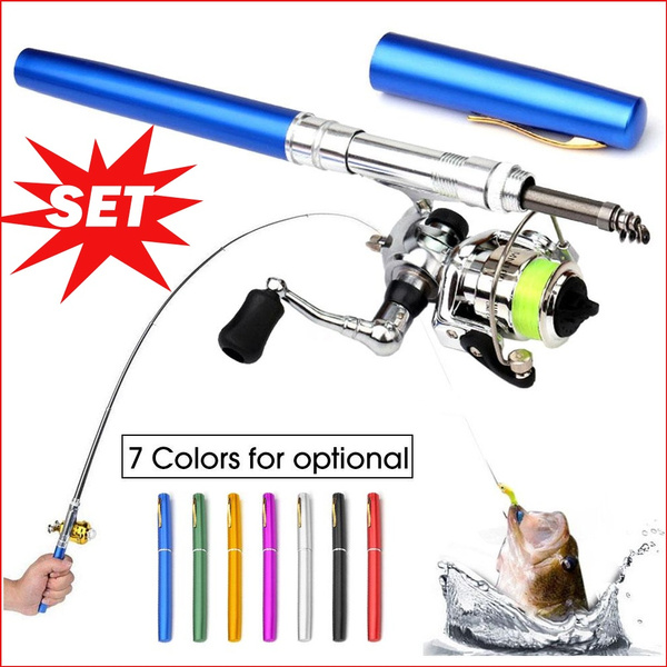 Mini Fishing Tackle Pocket Pen Kit Rod Pole and Spin Reel Combos