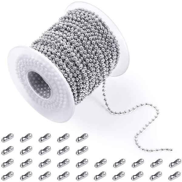 10 Feet Stainless Steel Ball Bead Chain With 30 Pieces Matching ...