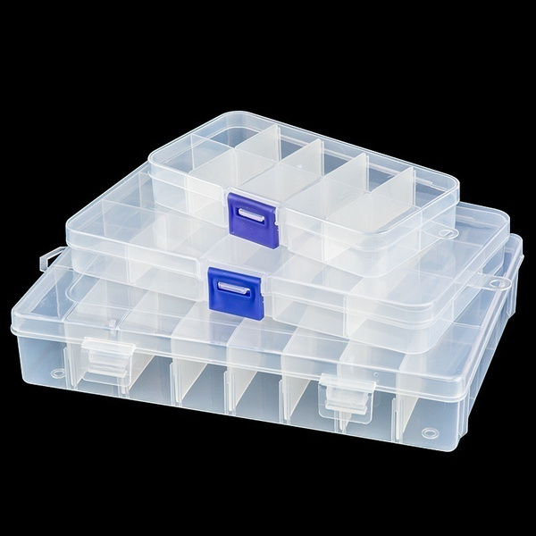 10/15/24/36 Grid Clear Compartment Jewelry Adjustable Organizer Storage Box Case 