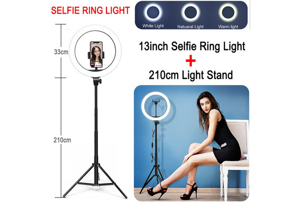 XUEMEI 13Inch Photo Studio Lighting LED Ring Light 33cm Remote Photography Dimmable Ring Lamp with Tripod for Video,Makeup Color : White 