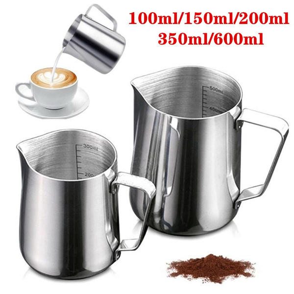 Stainless Steel Coffee Pitcher Cup, Pull Flower Cup With Scale