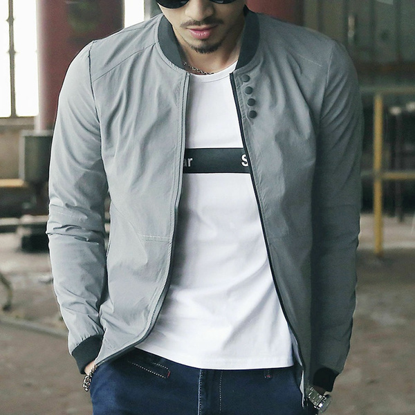 Abrigo De Moda Chaqueta De Bombardero Masculina De Color Sól Abrigo De Moda Chaqueta De Bombardero Masculina De Color Sól
