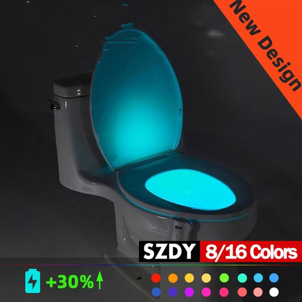 Toilet Bowl Night Light 8/16 Color LED Motion Activated Sensor Bathroom Seat 