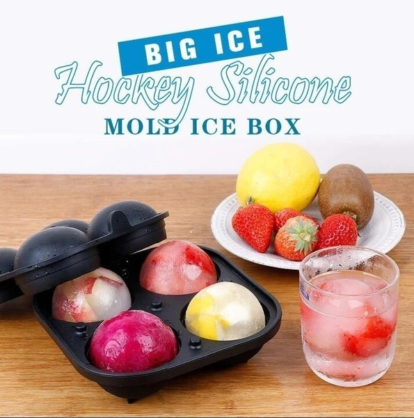 Ice Cube Mold 4 Cavity Silicone Molds Large Ice Ball Maker Food