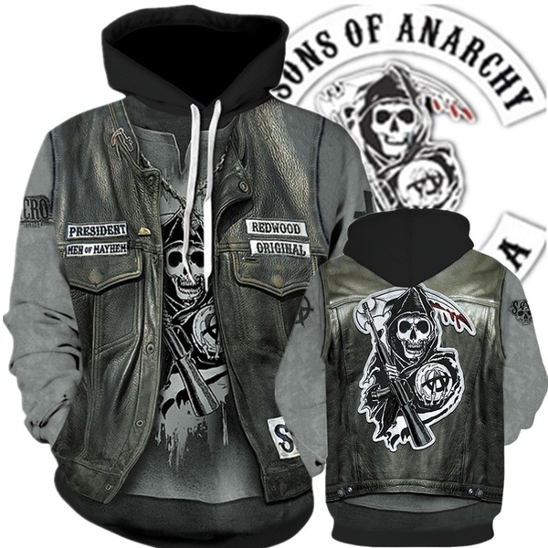 2020 Unisex 3D Printing Sons of Anarchy 3D Printing Locomotive Motorcycle  Jacket Fake Two Pieces Pullover Hoodies （Just A Hoodie） | Wish