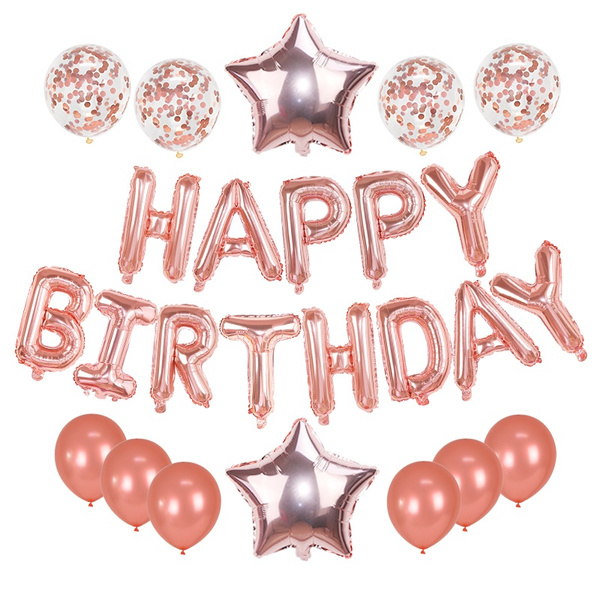 25pcs/set Rose Gold Birthday Balloon Decoration Happy Birthday Supplies