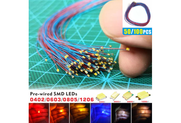 100 Pre Wired Cold White #0603 SMD LEDs Lighting Kits Pre-soldered Micro LEDs 