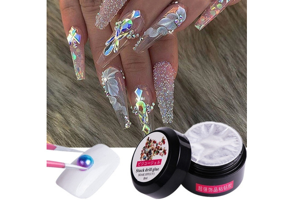 GAOY Rhinestone Glue for Nails, 15ml UV Nail Gem Glue Gel with 2 Nail Art  Brushes, for Nail Charms, Diamonds and Jewels