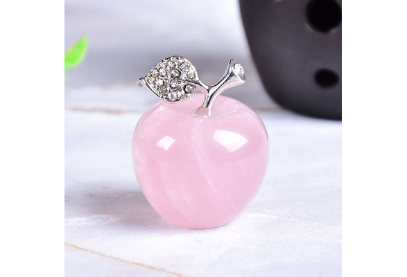 1.5'' Rose Quartz Apple Paperweights Pink Crystal Figurine Home Decor Reiki Gift 