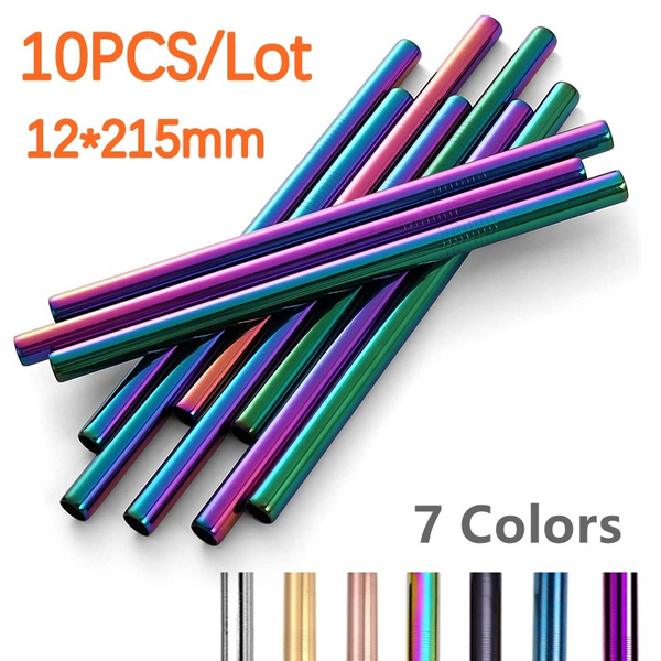 12 inch Colorful Stainless Steel Straws