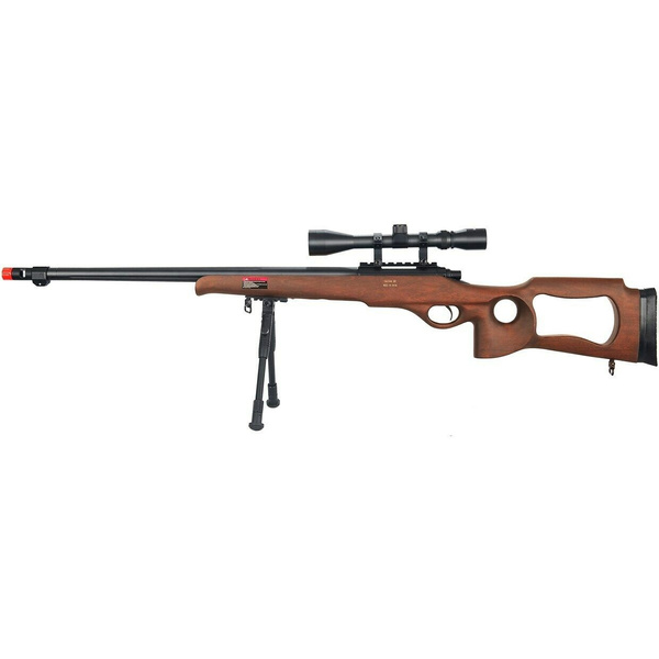 450 Fps Well Bolt Action Spring Airsoft Sniper Rifle Gun Wood W/ Scope