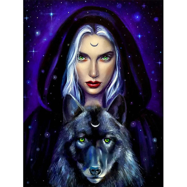 Wolf & Woman Paint by Number Kit