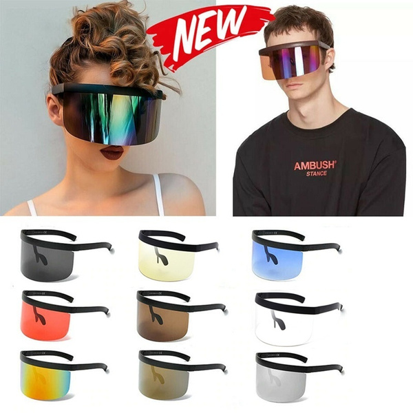 Oversized Big XXL Huge Mono Lens Futuristic Visor Shield Mirrored Sunglasses