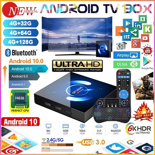 Android TV Box 10.0 Allwinner H616 Quad-Core 64bit with Dual WiFi 2.4G/5.8G 3D 4K/6K USB 3.0 HDR TV Box Android TV Box Android Box 4GB ROM 128GB RAM with Wireless Mini Keyboard 
