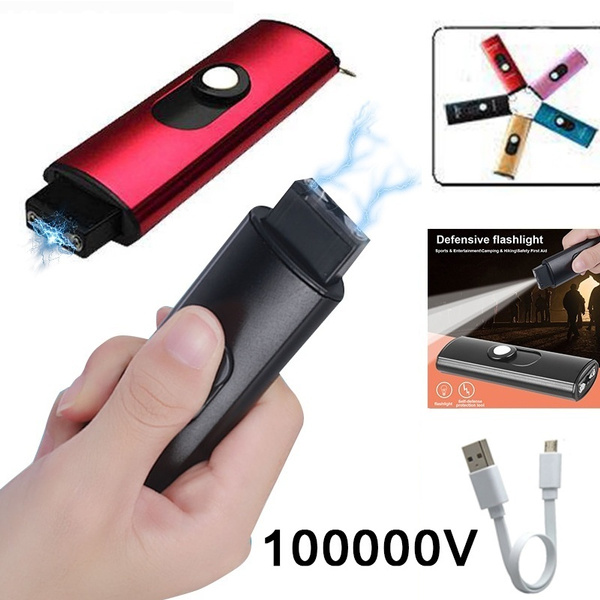 Mini Key Ring Gun Flashlight Stun Gun LED Flashlight Self-Defense Defend  Yourself Rechargeable Electric Shock Torch