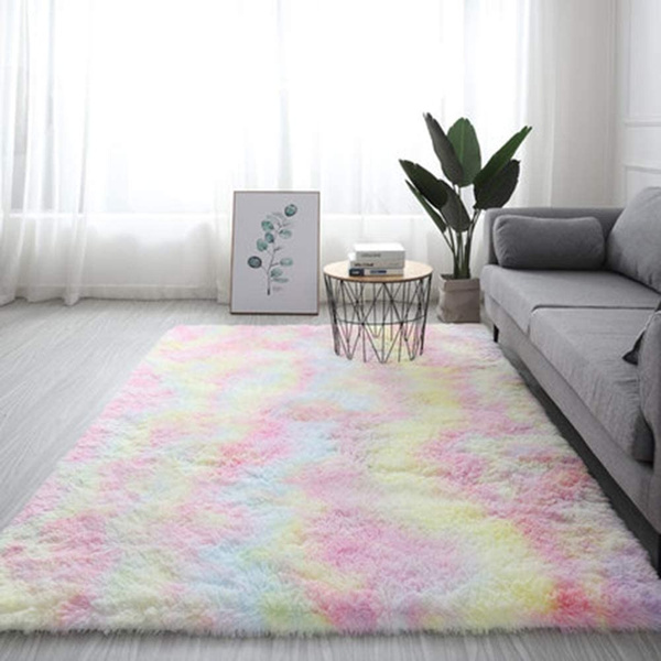 Anti-Skid Fluffy Rug Shaggy Area Dining Living Room Bedroom Carpet Floor Mat 