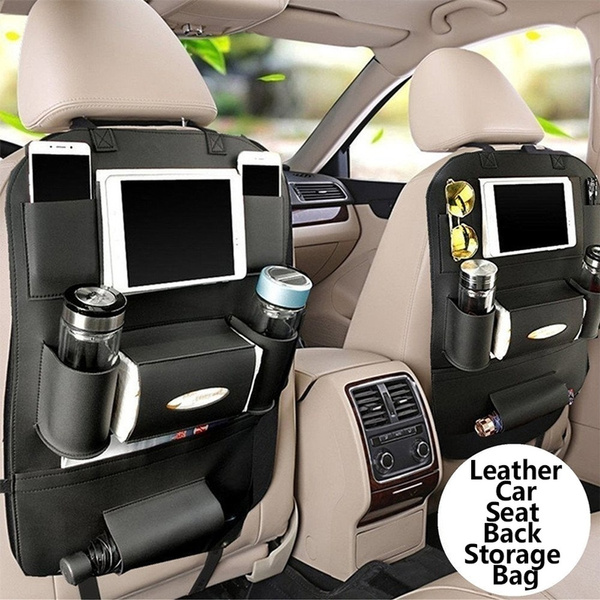 pu leather car back seat organizer