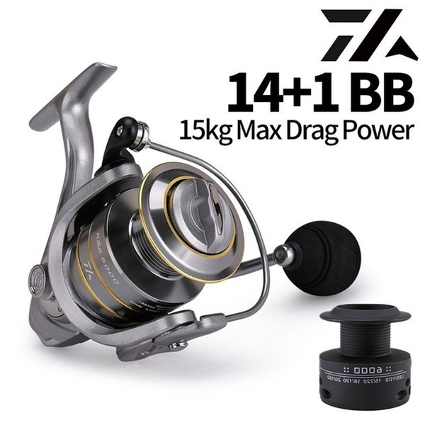 Double Spool 14+1BB Spinning Reel 15kg Max Drag Power All Metal Fishing  Reel 5.5:1 Spinning Reel