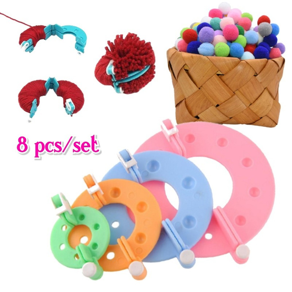 8 Pcs Pompom Maker Kit Knitting Crafts Different Sizes Plush Ball