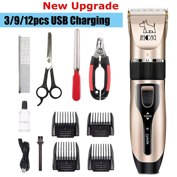 3/9/12pcs Decdeal Pets Dog Cat Electric Clipper Dog Grooming Kit Dog