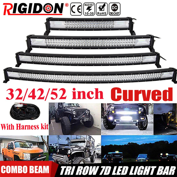 RIGIDON Super Bright 270W(21 inch) 405W(32 inch) 540W(42 inch) 675W(52  inch) 7D Tri Rows Curved LED Bar Combo Beam LED Driving Car Lights for  Truck 4x4 4WD SUV UTE ATV 12V 24V