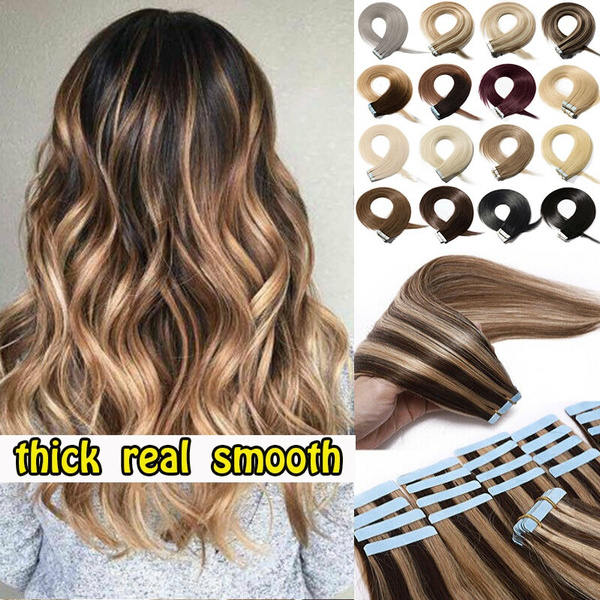 12/14/16/18/20/22/24 Inch Tape In Human Hair Extensions Silky Straight Skin  Weft Human Remy Hair Extension Real Hair | Wish