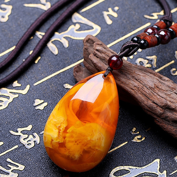 Amber Pendant Necklace - Rocks with Sass