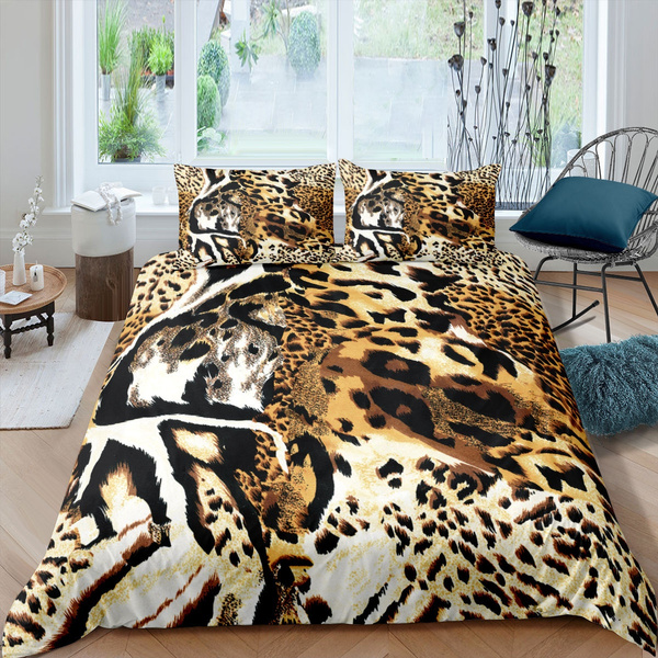 Leopard Print Duvet Cover Cheetah, Animal Print King Size Bed Sheets