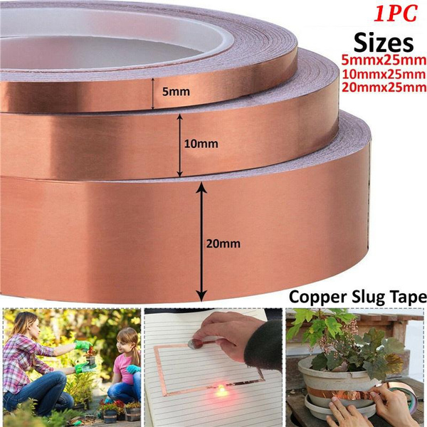 5mm 10mm 20mm x 25m Adhesive Copper Slug Tape Slug Snail Barrier Tape Repellent 