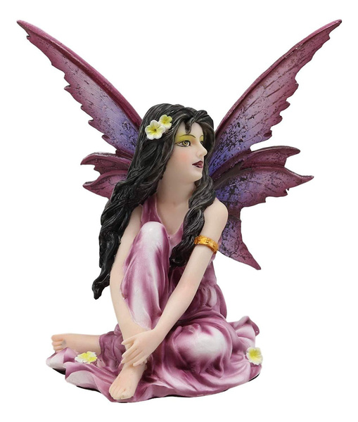 Ebros Beautiful Purple Fairy Gazing Into The Sky Statue 5.25