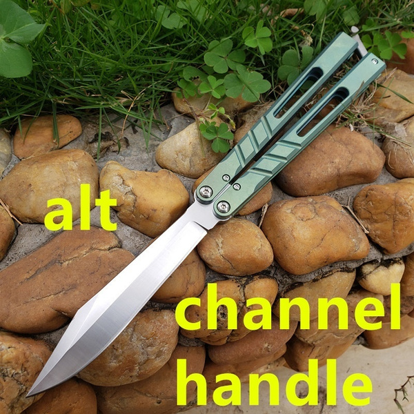 butterfly channel ALPHA beast TI trainer traing knife D2 blade bushing  system titanium handle jilt fishing knife Xmas gift knives