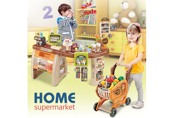 Shopping Grocery Play Store For Kids With Shopping Cart And Scanner 