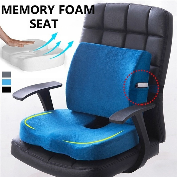 Memory Foam Car Seat Cushion and Lumbar Back Support Pain Relief