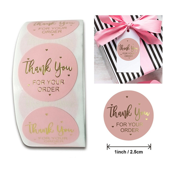 500x Pink Gilding Thank You Stickers Labels Boxes Parcel Envelope Gift Seal AU 