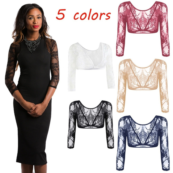 Womens Sexy See-Through Blouse Seamless Arm Shaper Tops Long