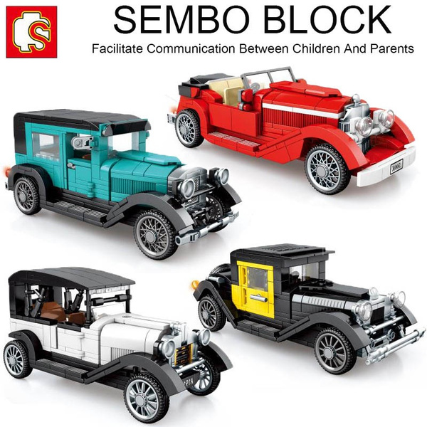Details about   4pcs/set Sembo Blocks Kids Building Toys Boys Puzzle Vintage Car Model 607404-07 