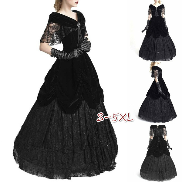 Black Gothic Dress Evening Dress For Women Elegant Lace Cross Pendant  Dresses Cocktail Dress Party Dress, Red