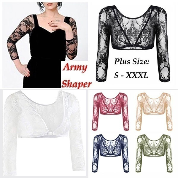 Plus Size Women Fantastic Seamless Arm Shaper Amazing Arm Sleeve Shapewear  Sexy Crop Tops Slimming Control Women Shapers Sleevey Wonders Lace V-neck  Perspective Cardigan
