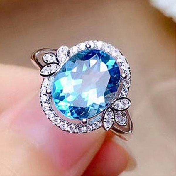 22K Gold Ring for Women with Blue Stone - 235-GR7717 in 4.100 Grams