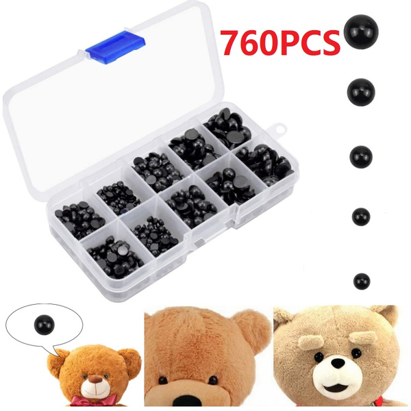 760PCS Plastic Safety Eyes and Noses, Black Safety Eyes for Doll Making ...