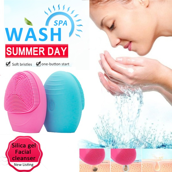 Electric Silica Gel Facial Cleanser Facial Cleanser Pore Cleaner Facial Brush Massage Beauty