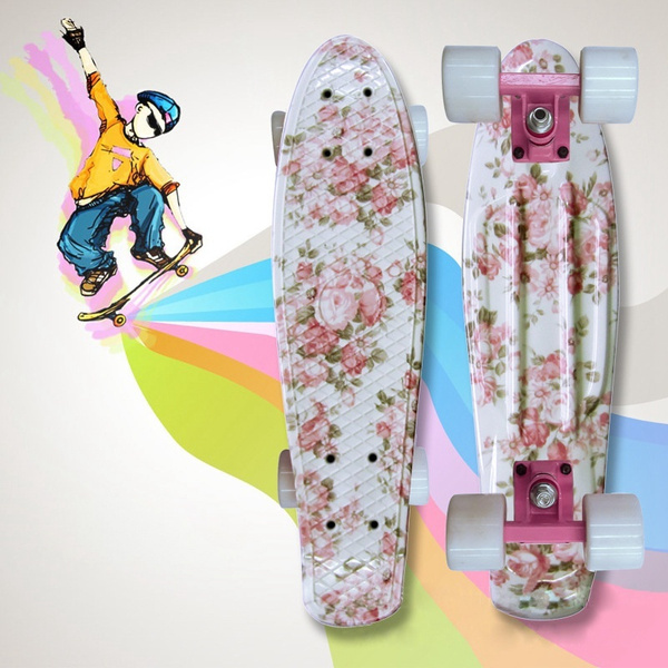 22 Cruiser Skateboard Penny Style Board Graphic Pink Floral Free Shipping 